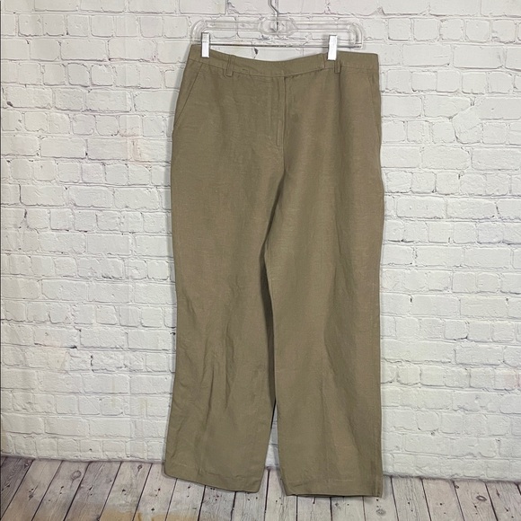 Kasper Pants - Kasper Women's Wide Leg Pants Trouser High Rise Khaki Causal Linen Blend 10